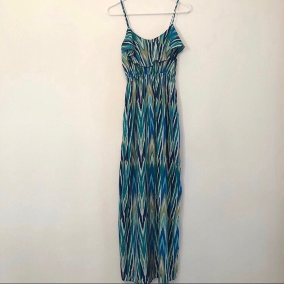 Soprano Dresses & Skirts - Soprano Blue Green Sleeveless Ruffle Maxi Dress M